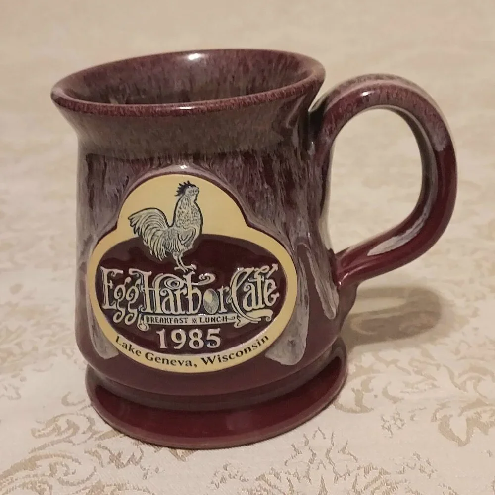 Deneen Pottery Co  Egg Harbor Cafe 1985 Lake Geneva Wi. Coffee Cup Drip Glasse